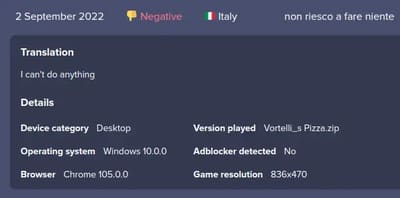 Screenshot of vortelli pizza debugging