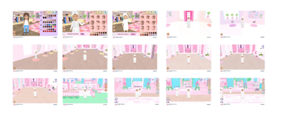 Screenshot of iterations of Vortella Dress up design process