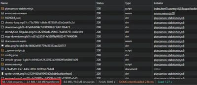Screenshot of games size