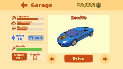 Screenshot of the garage in Vortelli Pizza Delivery 
