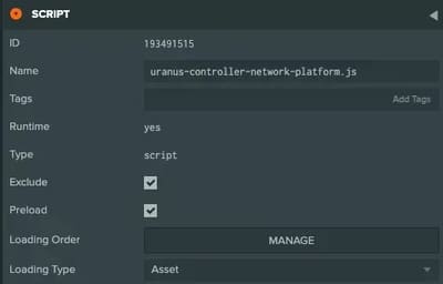 A script excluded in the PlayCanvas Editor