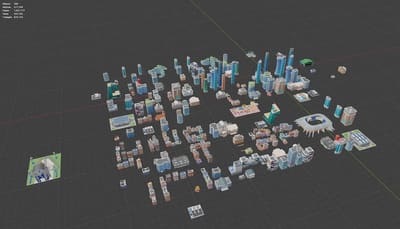 Simply City buildings, 280 unique objects and 870K polygons, in game hardware instancing is used