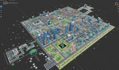 Simply City game level in Blender