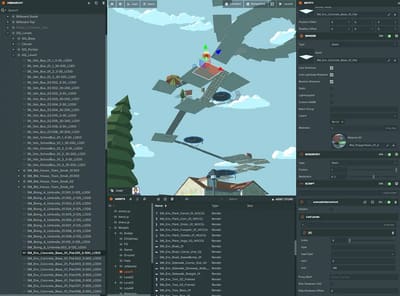 SimplyUp.io level showcasing a complex scene hierarchy