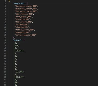 Example of an uncompressed JSON level file.