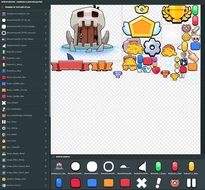 Working on the UI texture atlas to prepare the UI sprites in PlayCanvas